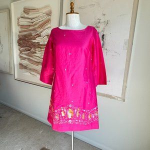 Lilly Pulitzer Hot Pink Jewel Print Short Shift Dress Sequins Beads Sz 0 - G1897
